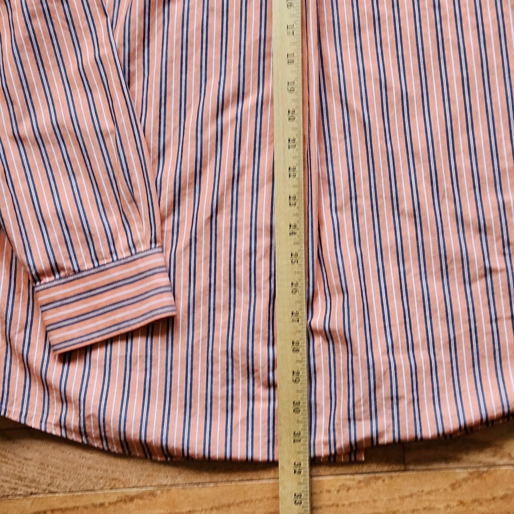Cutter & Buck Men’s XL Button‑Down Shirt Salmon Peach Pinstripe Classic Fit - Picture 6 of 10
